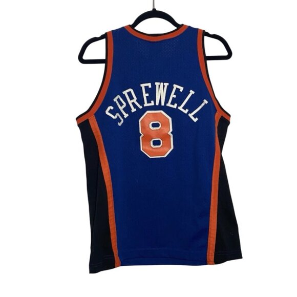 VTG Nike New York Knicks Latreel Sprewell #8 Stitched Jersey Youth Boys Sz Large - Picture 2 of 5